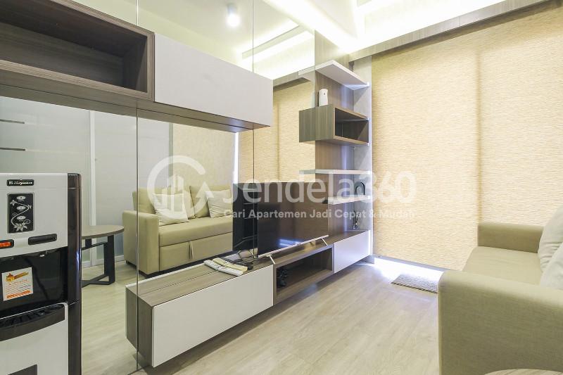 Living Room Minimalist 1BR Apartment in The Center of BSD at Saveria Apartment