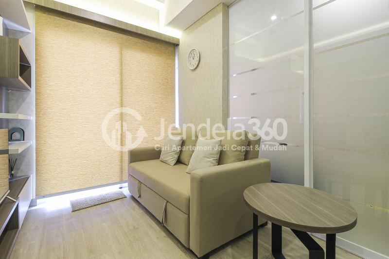 Living Room Minimalist 1BR Apartment in The Center of BSD at Saveria Apartment