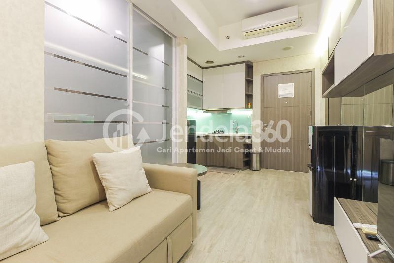 Living Room Minimalist 1BR Apartment in The Center of BSD at Saveria Apartment