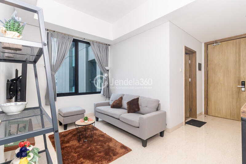 Living Room 1BR Apartment with City View at Southgate Residence