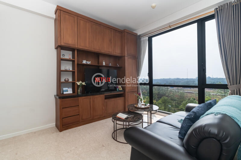 Living Room 2BR Apartment with Botanical Park View at Condominium Marigold Navapark Apartment