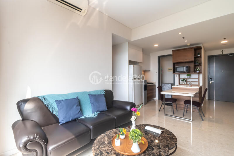 Living Room 2BR Apartment with Botanical Park View at Condominium Marigold Navapark Apartment