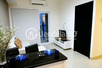 Living Room Flawless 1BR Apartment Middle Floor with Swimming Pool View at Skyline Paramount Serpong