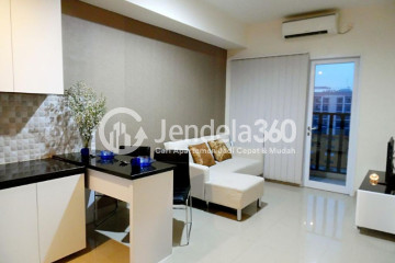 Living Room Flawless 1BR Apartment Middle Floor with Swimming Pool View at Skyline Paramount Serpong