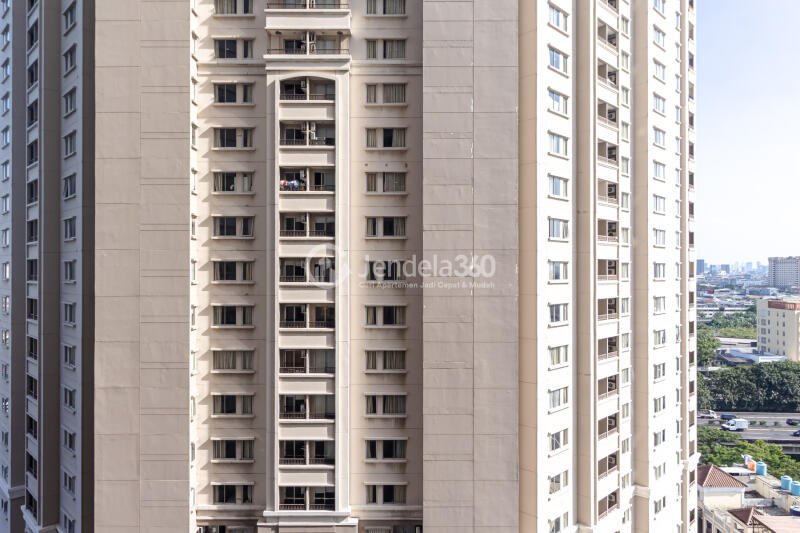 Balcony 2BR Apartment with Glamourous Interior and City View at Mediterania Marina Ancol Apartment
