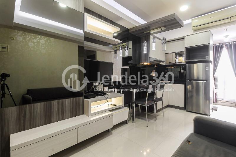 Living Room Peaceful 2BR Apartment with Elegant Modern Interior at Puri Park View Apartment