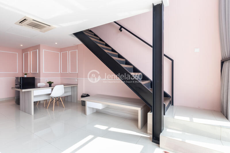 Living Room Homey 1BR Apartment High Floor with City View at U Residence Karawaci