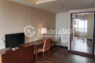 Living Room High Floor 1BR Apartment with City View at Mediterania Marina Ancol Apartment