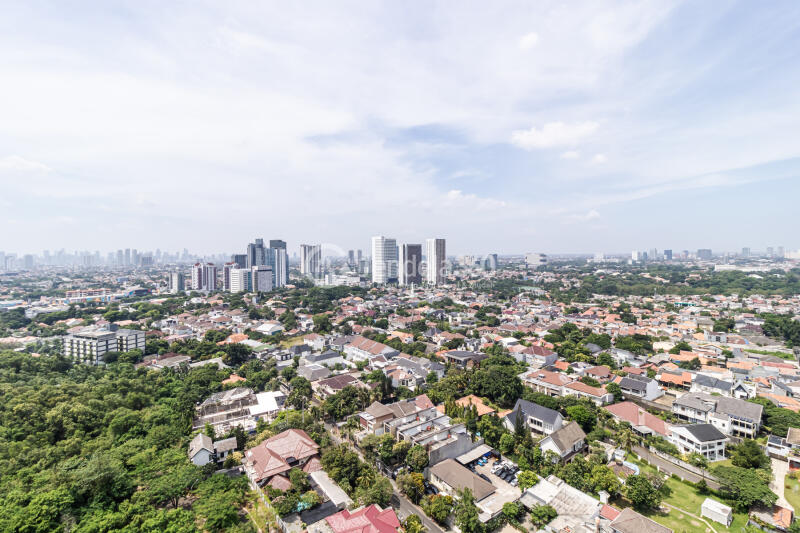 Balcony High Floor 2BR Apartment with City View at Fatmawati City Center Apartment