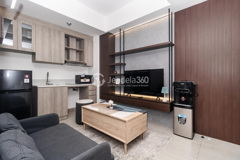 Living Room High Floor 2BR Apartment with City View at Fatmawati City Center Apartment