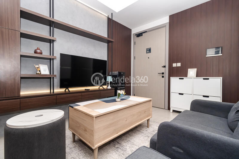 Living Room High Floor 2BR Apartment with City View at Fatmawati City Center Apartment