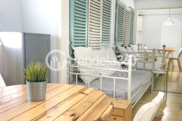 Living Room 1BR Apartment with City View at Kalibata City Apartment