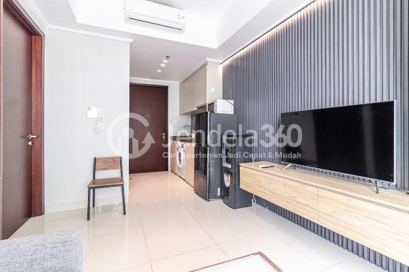 Living Room Good Deal 2BR Apartment Middle Floor with Pool View at Green Sedayu Apartment
