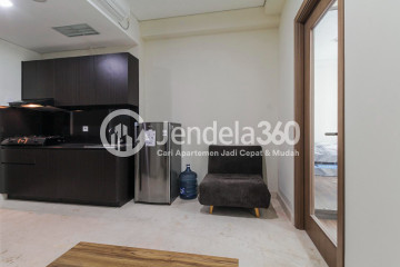 Living Room High Floor 1BR Apartment with Swimming Pool View at Puri Orchard Apartment