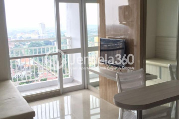 Living Room Cozy 1BR Apartment High Floor with City View at Taman Melati Margonda Apartment