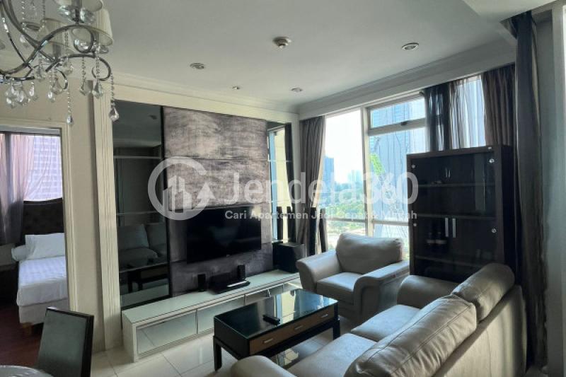 Living Room Tidy 2BR Apartment Middle Floor with City View at Kuningan Place Apartment