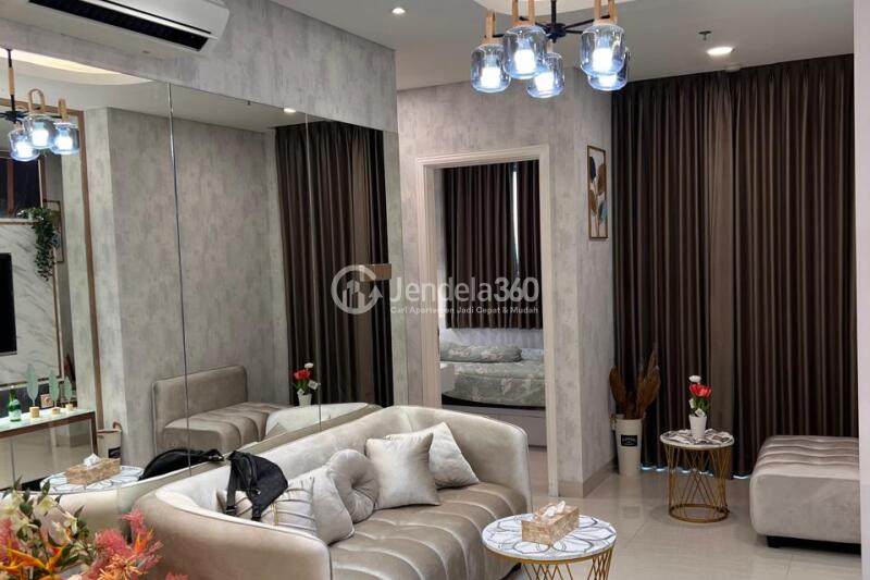 Living Room Fancy 2BR Apartment Low Floor with City View at Grand Madison Apartment