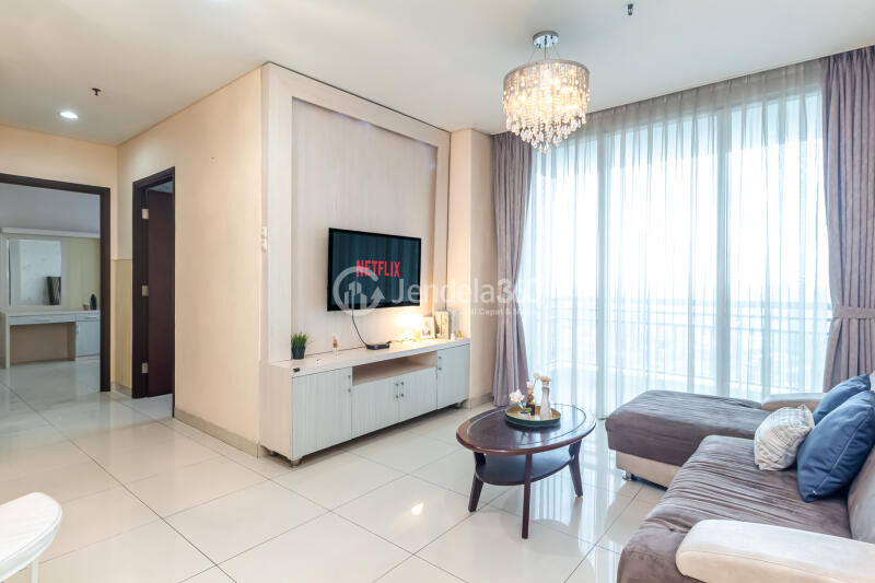 Living Room 2BR Apartment with City View at Central Park Apartment