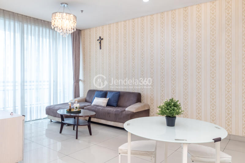 Living Room 2BR Apartment with City View at Central Park Apartment