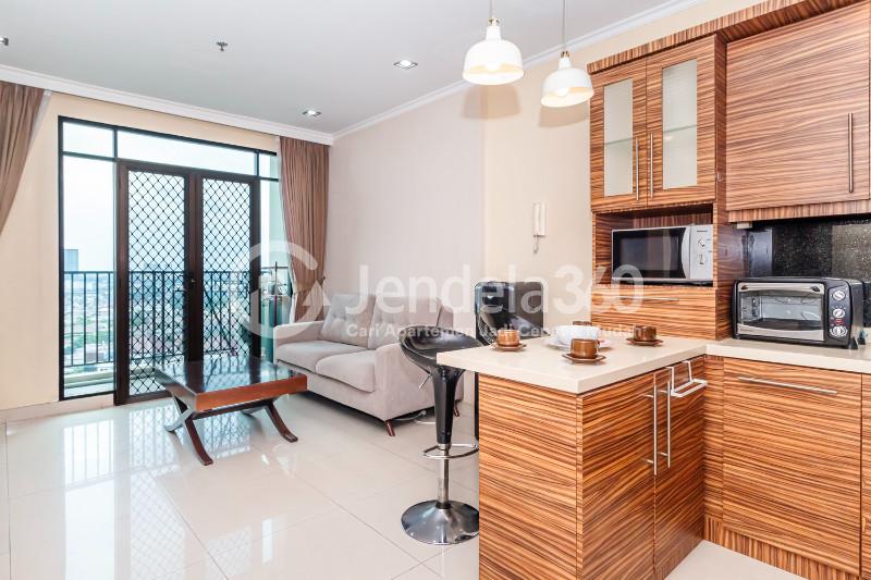 Living Room 2BR Apartment with City View at Hamptons Park Apartment