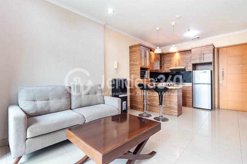 Living Room 2BR Apartment with City View at Hamptons Park Apartment
