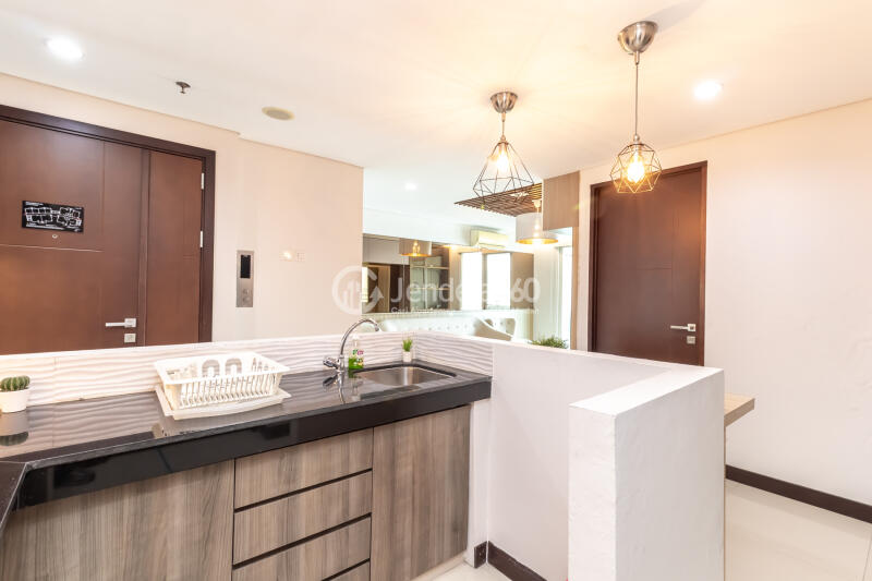 Kitchen Elegant 2BR Apartment Low Floor with City View at Sky Terrace Apartment