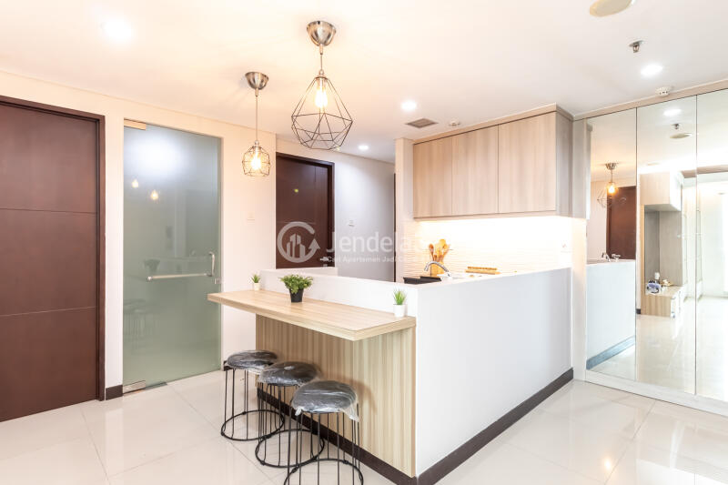 Kitchen Elegant 2BR Apartment Low Floor with City View at Sky Terrace Apartment