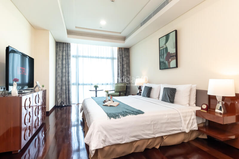 Bedroom 1 Low Floor 2BR Apartment with - View at Shangri-La Residence