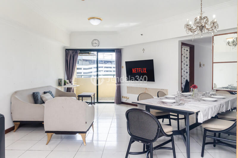 Living Room 3BR Sudirman Tower Condominium Apartment at Middle Floor