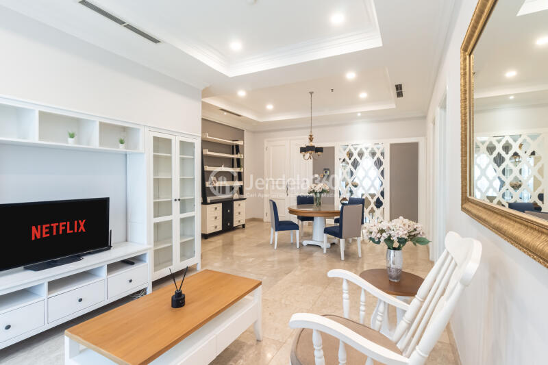 Living Room Excellent 2BR Apartment at Belleza Apartment Tower Albergo