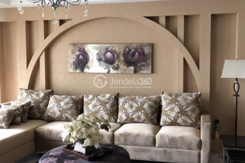 Living Room Low Floor 3BR Apartment with City View at Kemang Village Apartment
