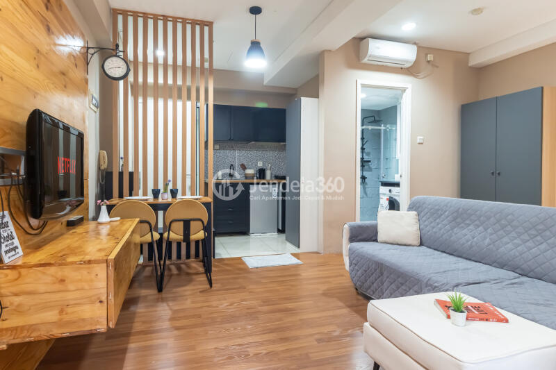 Living Room 1BR Aspen Residence Apartment at Tower A