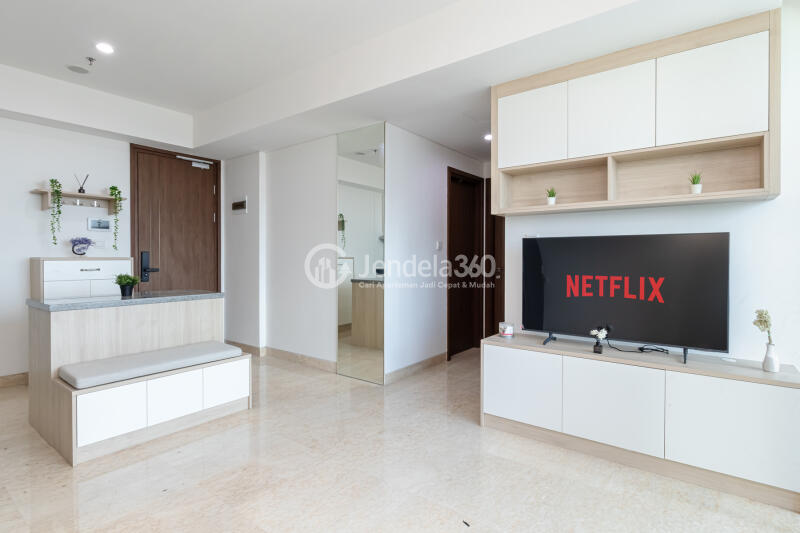 Living Room 2BR Apartment with City View at Southgate Residence