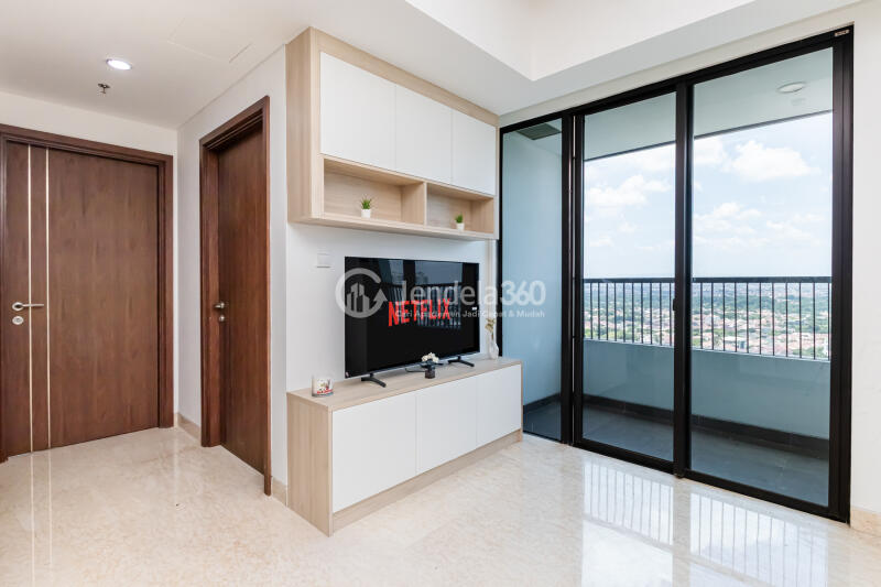 Living Room 2BR Apartment with City View at Southgate Residence