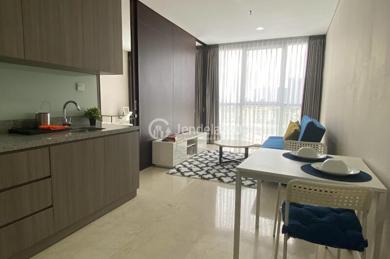 Living Room Low Floor 1BR Apartment with - View at Ciputra World 2 Apartment