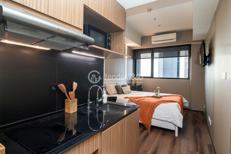 Kitchen Elegant Studio Apartment at Branz Mega Kuningan Apartment Low Floor