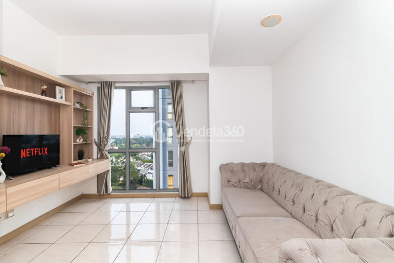 Living Room Middle Floor 1BR Apartment with City View at M Town Residence Serpong