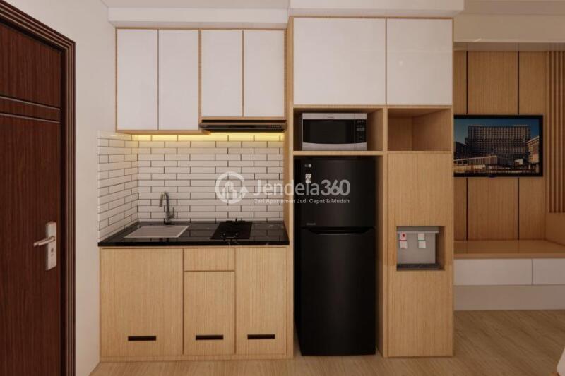 Kitchen Studio Apartment with Swimming Pool View at Begawan Malang Apartment