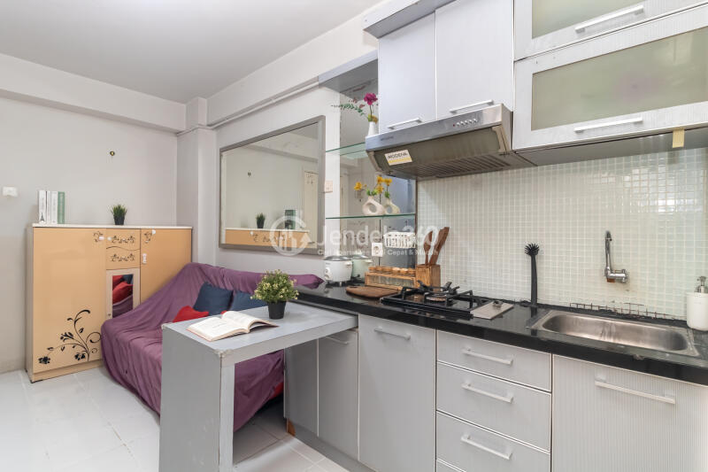 Kitchen Trendy 2BR Apartment Low Floor with  View at Kalibata City Apartment