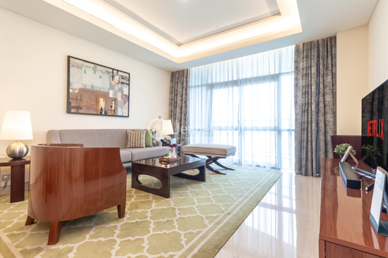 Living Room 2BR Apartment with - View at Shangri-La Residence