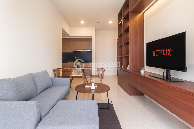 Living Room High Floor 2BR Apartment with  View at Branz Mega Kuningan Apartment