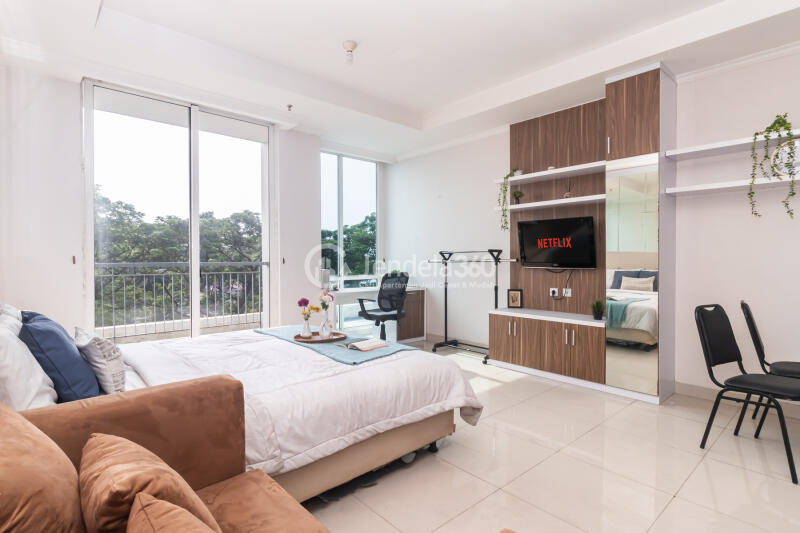 Bedroom Stylish Studio Apartment at Ancol Mansion Apartment Tower Pacific Ocean
