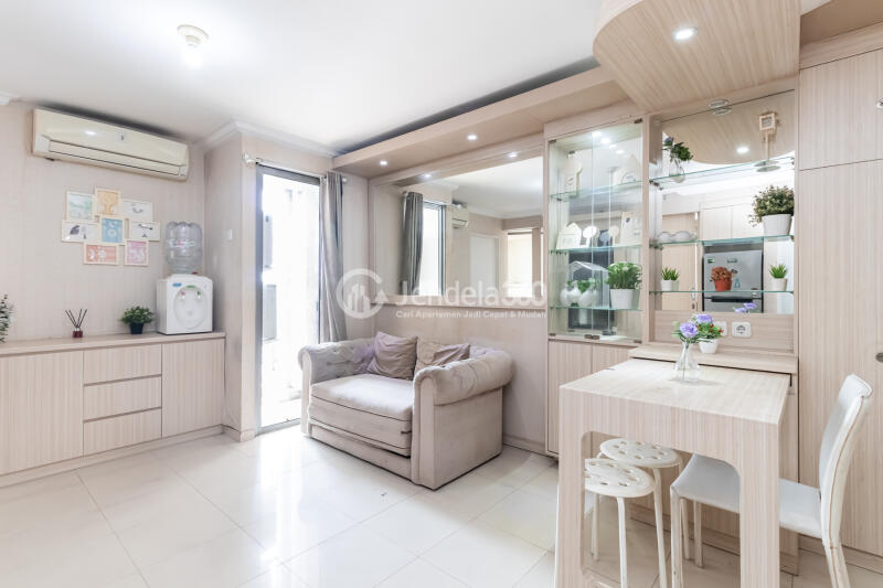 Living Room High Floor 3BR Apartment with city View at Bassura City Apartment