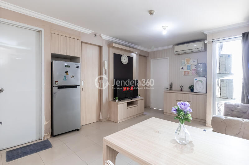 Living Room High Floor 3BR Apartment with city View at Bassura City Apartment
