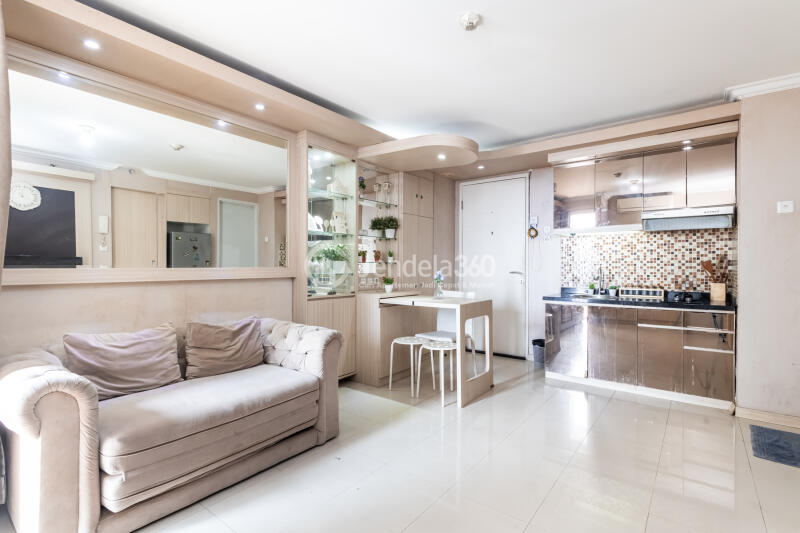 Living Room High Floor 3BR Apartment with city View at Bassura City Apartment