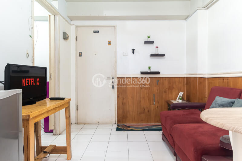 Living Room 2BR Apartment with City View at Kalibata City Apartment