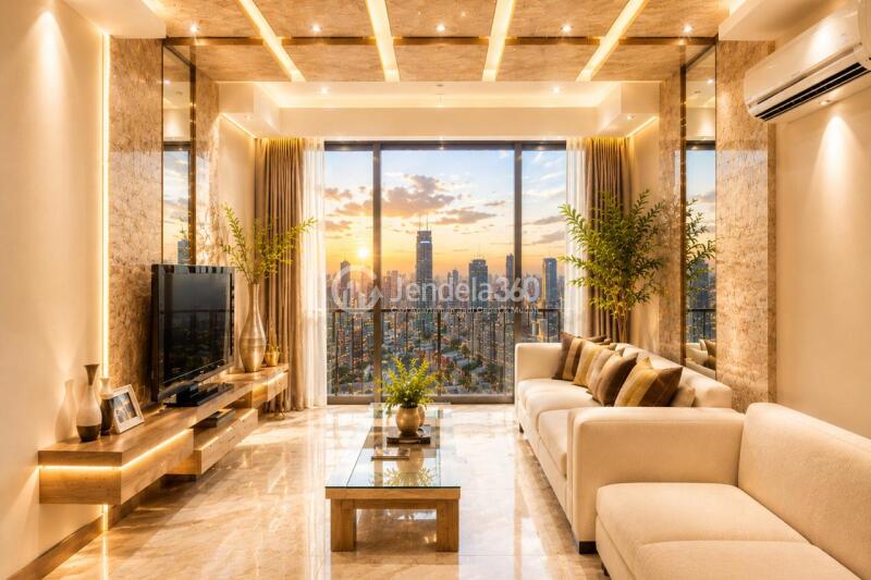 Living Room Strategic Location 2BR Apartment High Floor with City View at AKR Gallery West Residence