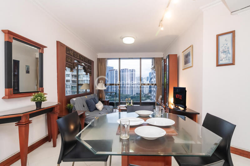 Dining Room Stylish 2BR Apartment Low Floor with City View at Taman Rasuna Apartment