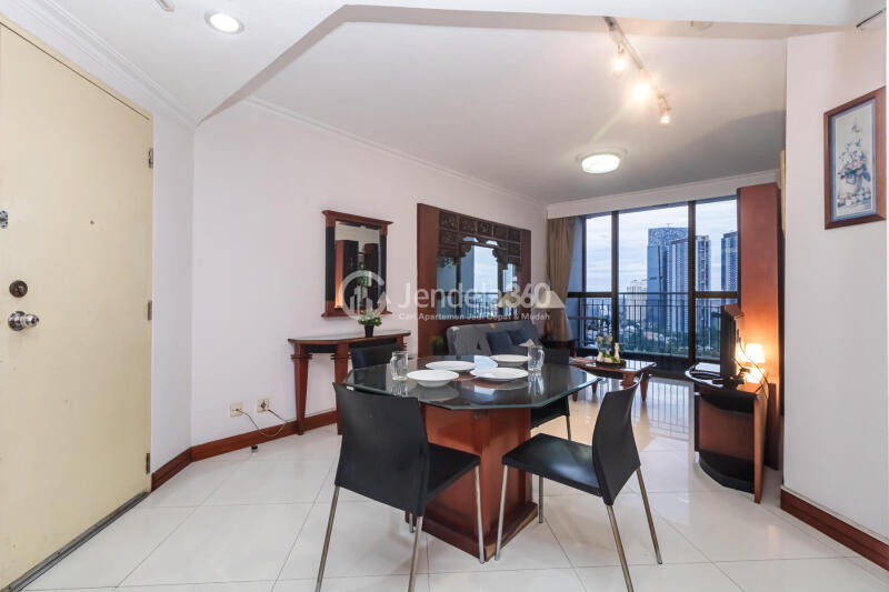 Dining Room Stylish 2BR Apartment Low Floor with City View at Taman Rasuna Apartment