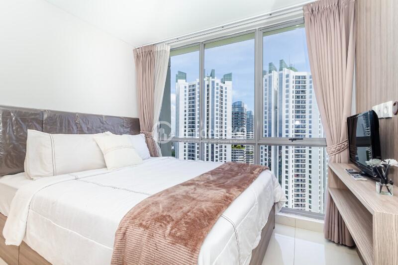 Bedroom 1 High Floor 2BR Apartment with city View at The Mansion Kemayoran Bougenville